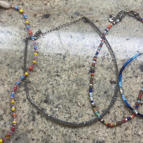 5pc Beaded Necklace Bundle Multicolor Seed Bead Layering Jewelry Boho Y2K - Picture 3 of 6